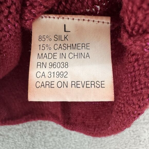 Beverly Mehe Sweater S Red Silk Knit Cardigan Button Front 3/4 Sleeve Rhinestone - Picture 3 of 14